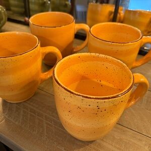 Hausenware Yellow Swirl Twist Mugs - Four - Large 18 oz Coffee Cups - RARE